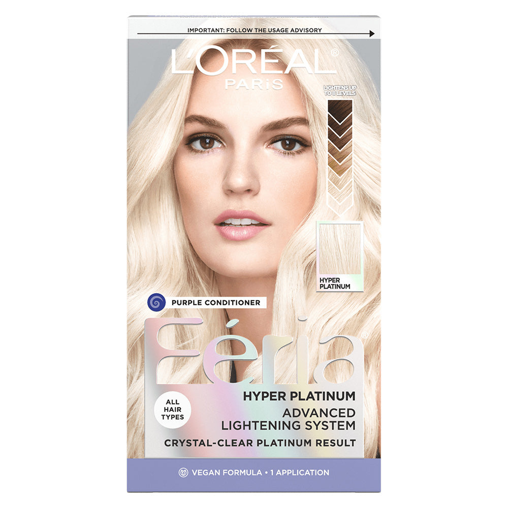 Loreal Paris Feria Hyper Platinum Hair Lightening Kit for Radiant Ultra Light Blonde 1Ea
